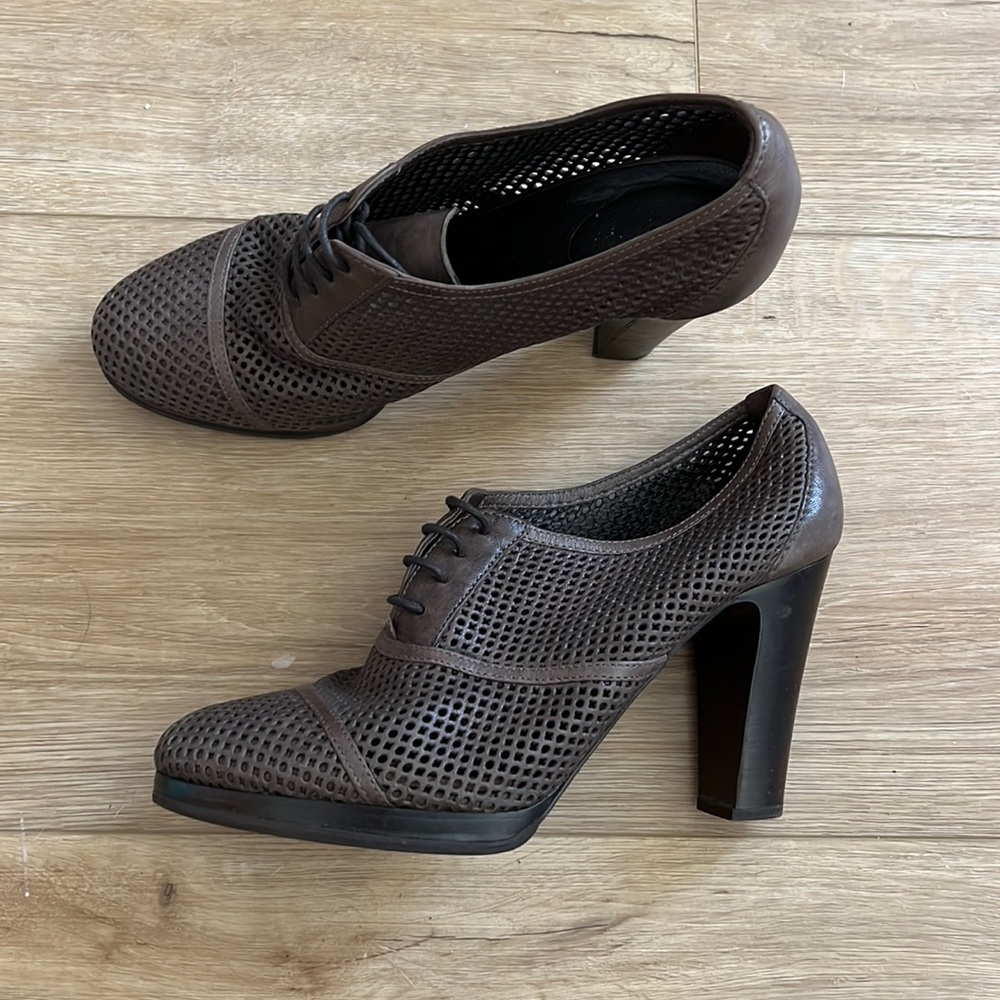 J.Crew Italian Mesh Leather Lace-Up Oxford Bootie Platform Pumps